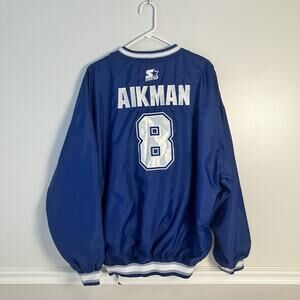 DALLAS COWBOYS NFL FOOTBALL STARTER VTG Pullover Jacket Aikman #8 Size XXL
